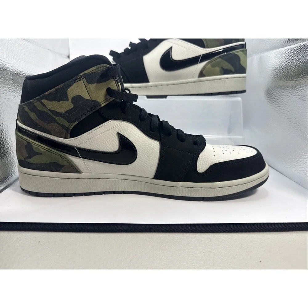 Nike Air Jordan 1 Mid SE Camouflage Bone/Black Mens Size 13 CW5490-001 EUC 2020